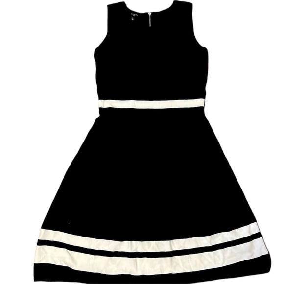 Talbots SP fit and flare A Line black and white sleeveless dress - Picture 2 of 12